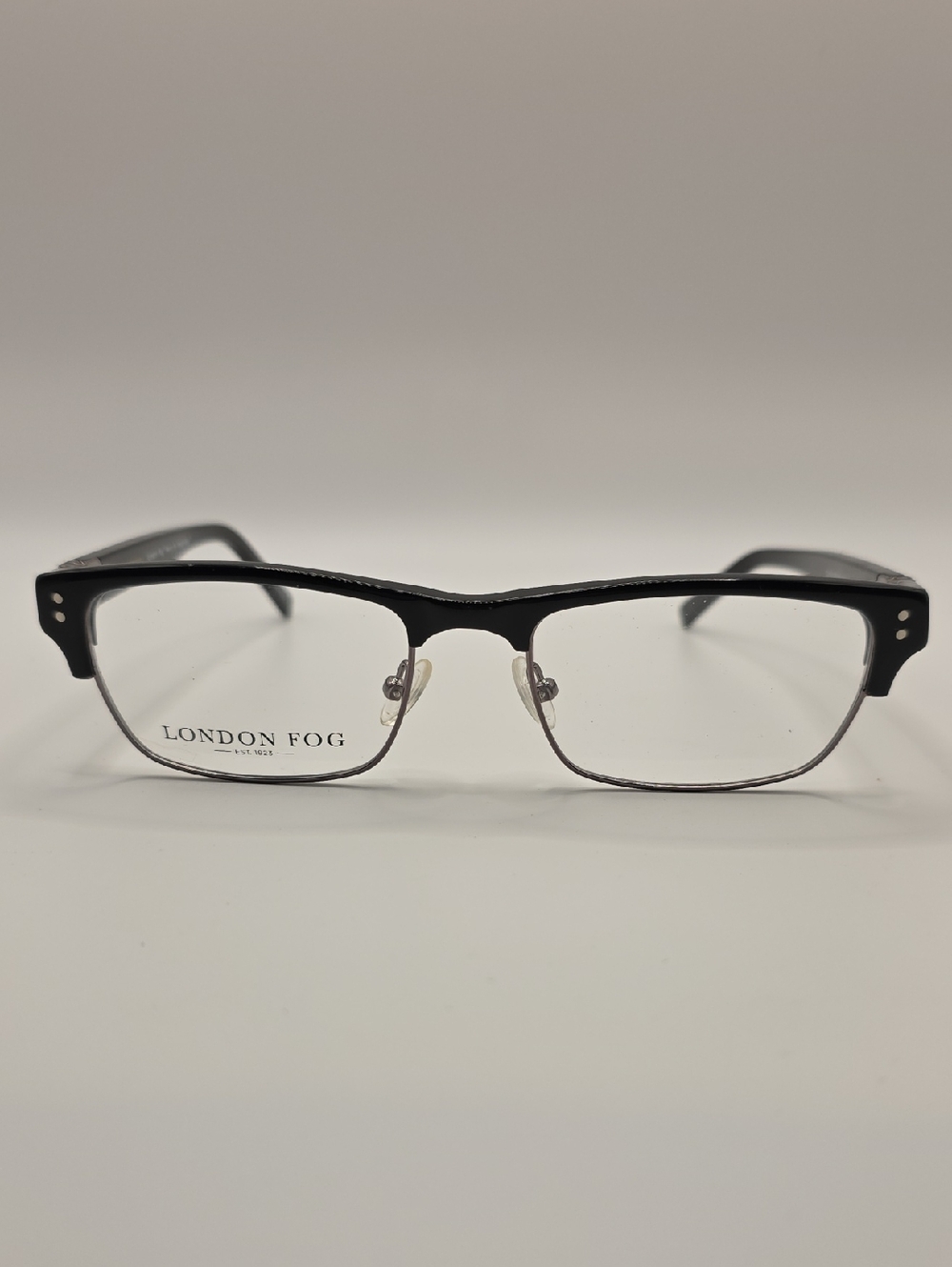 London Fog Non-prescription Men's Black  Semi-Rim Eyeglass Frames